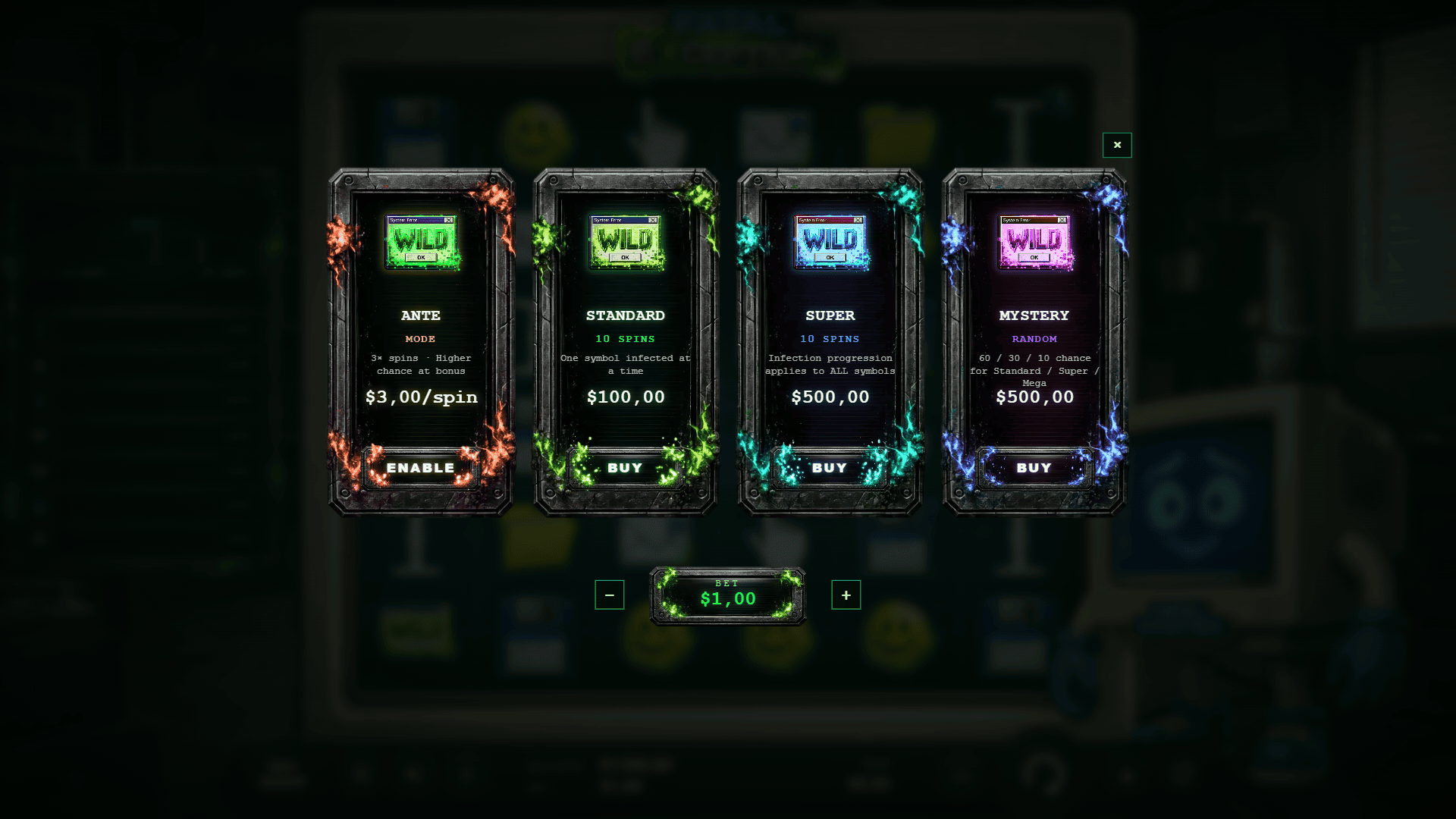 Fatal Exception bonus buy menu