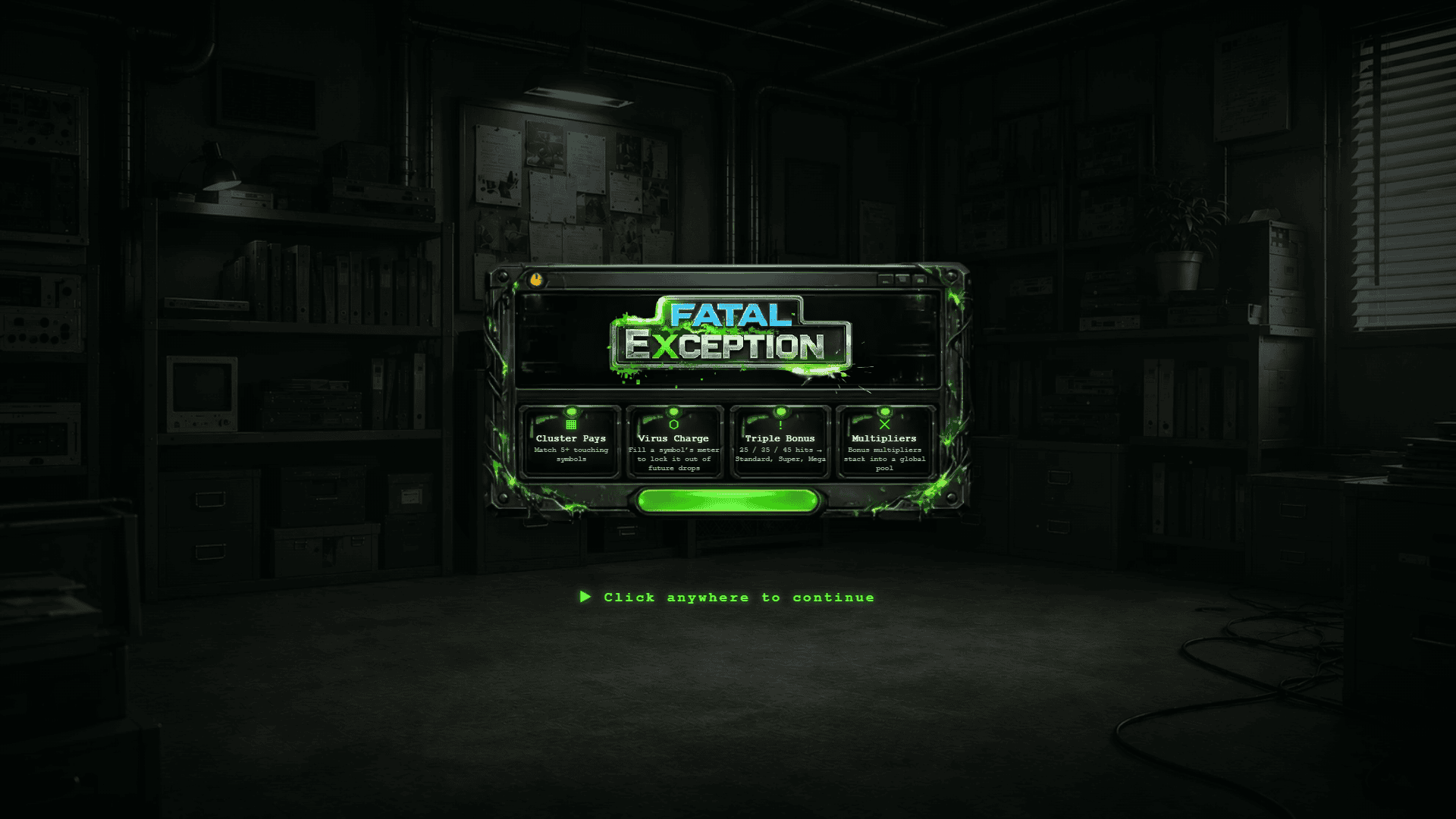 Fatal Exception slot intro screen