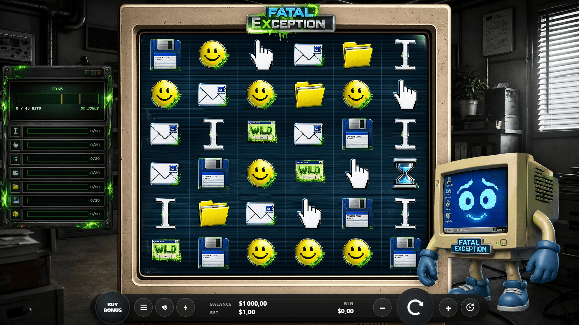 Fatal Exception slot gameplay reels