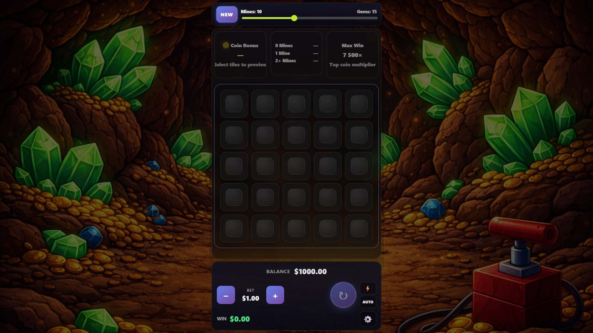 Second Chance Mines slot gameplay reels