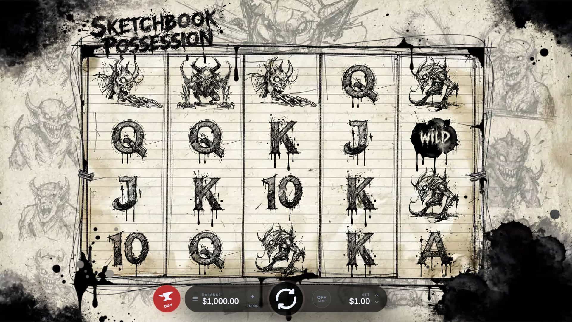Sketchbook Possession slot gameplay reels