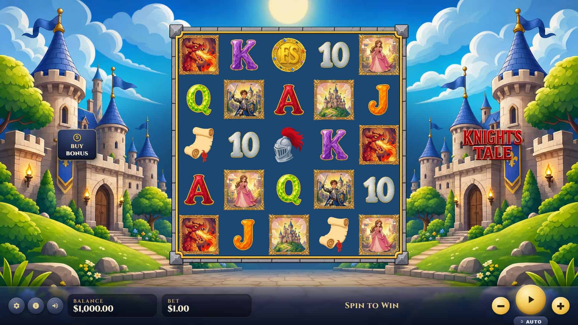 Knights Tale slot gameplay reels