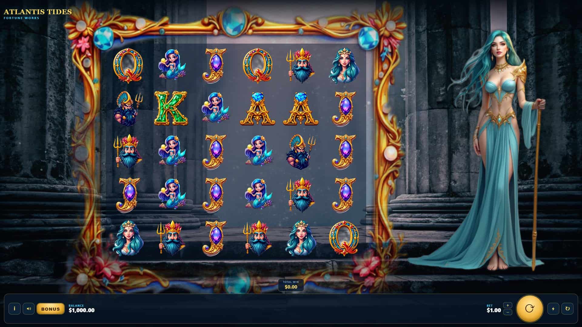 Atlantis Tides slot gameplay reels