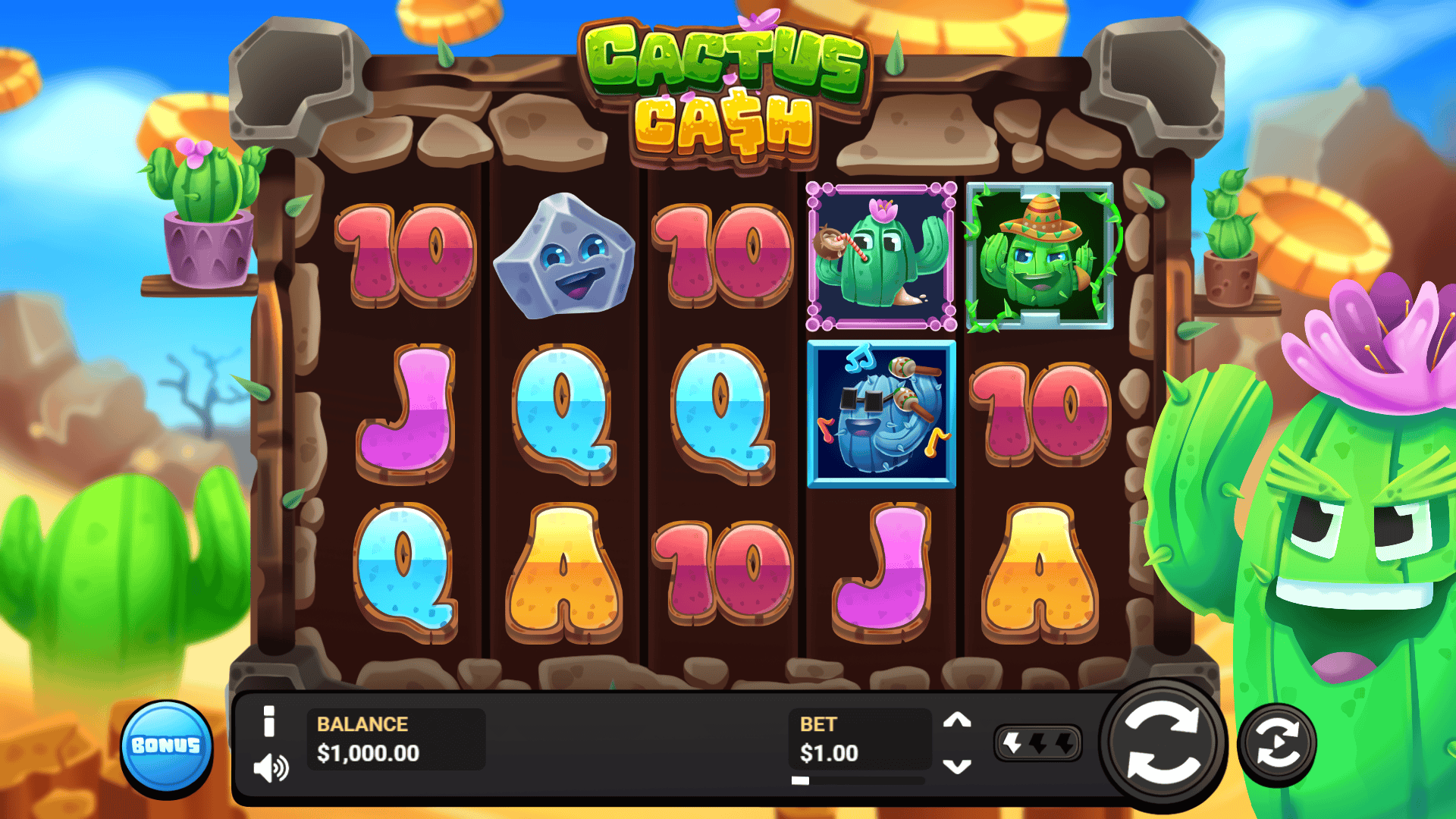 Cactus Cash slot gameplay reels