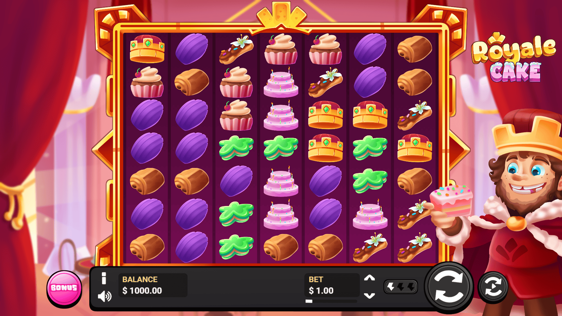 Royale Cake slot gameplay reels