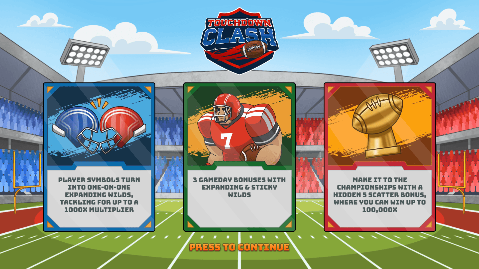 Touchdown Clash slot intro screen