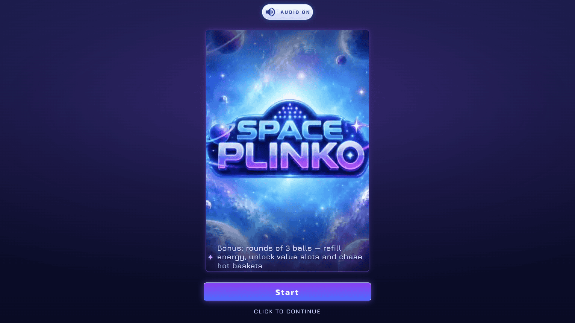 Space Plinko 10000 slot intro screen