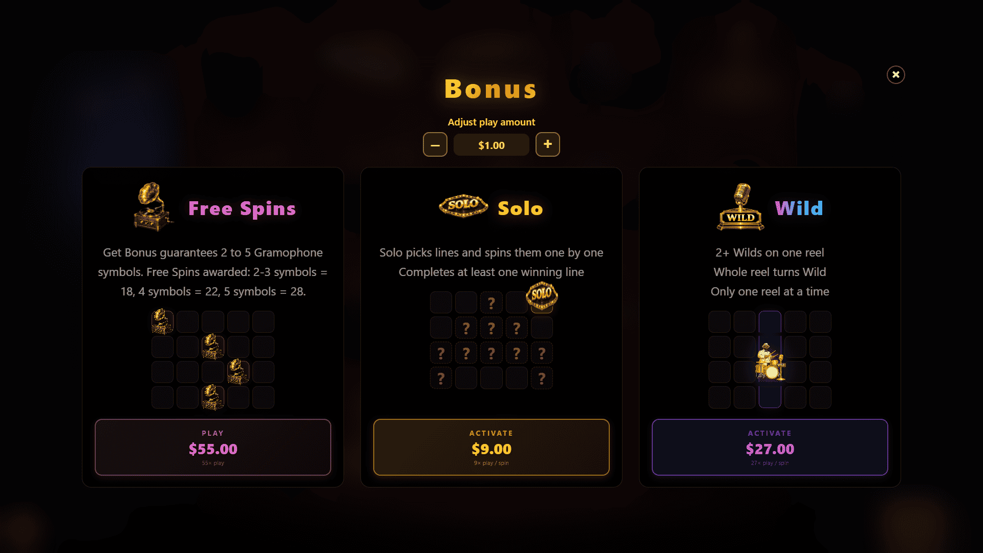 Golden Groove bonus buy menu