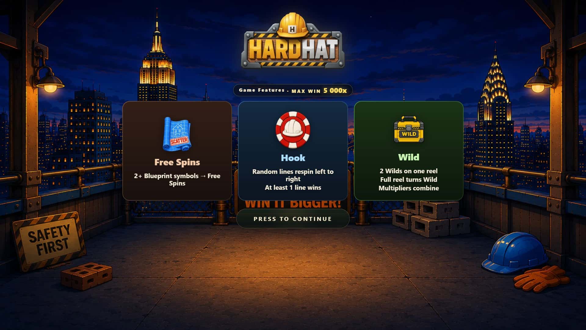 Hard Hat slot intro screen