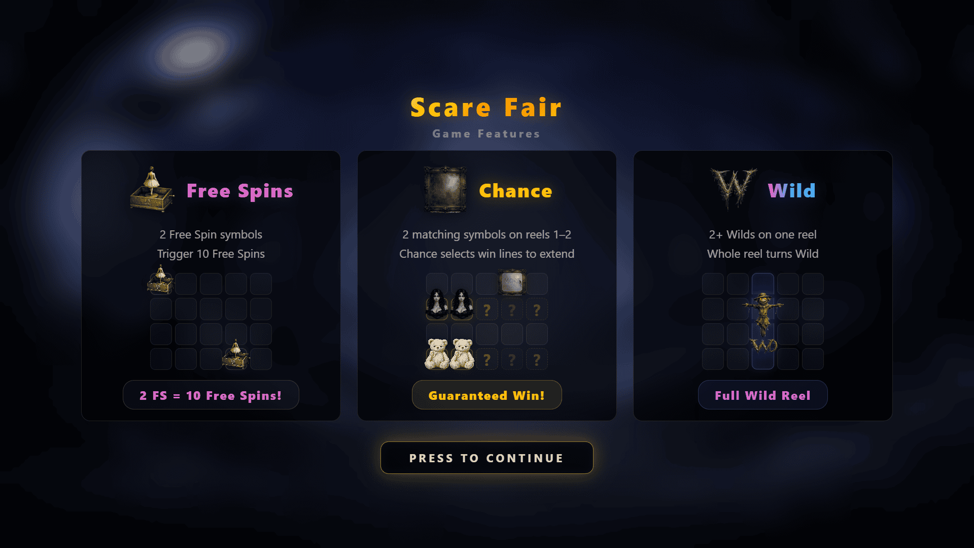 Scare Fair slot intro screen