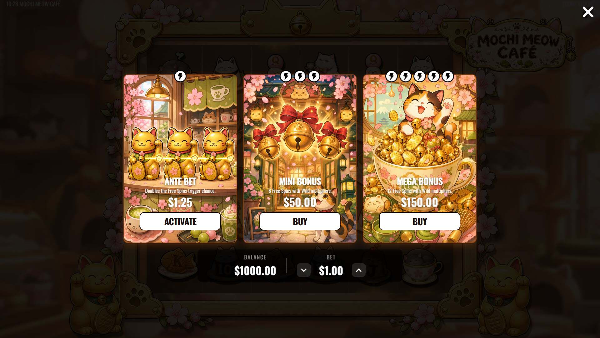 Mochi Meow Cafe bonus buy menu