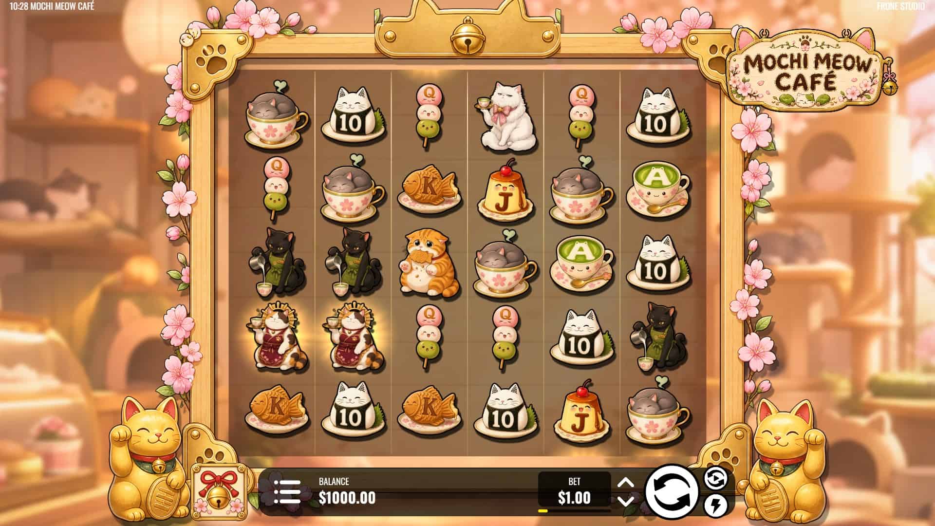Mochi Meow Cafe slot gameplay reels