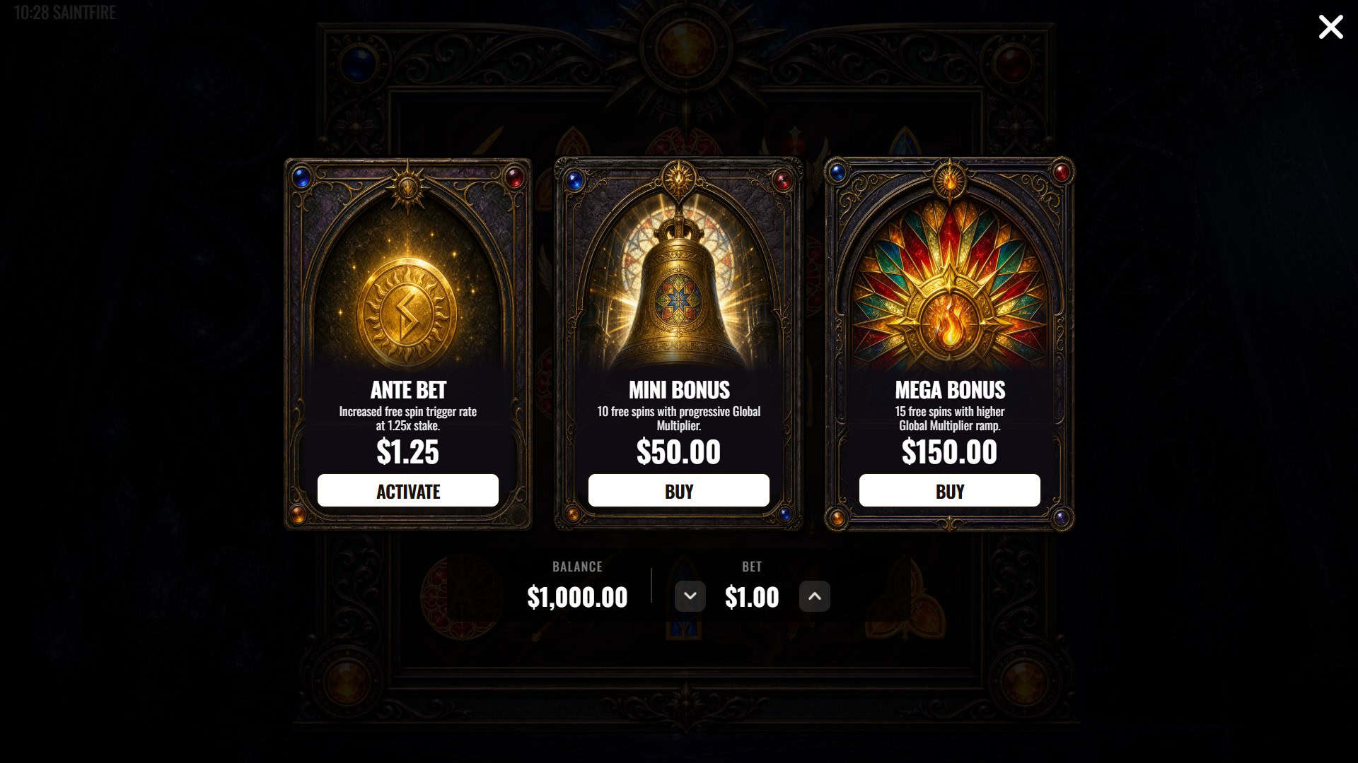 Saintfire bonus buy menu