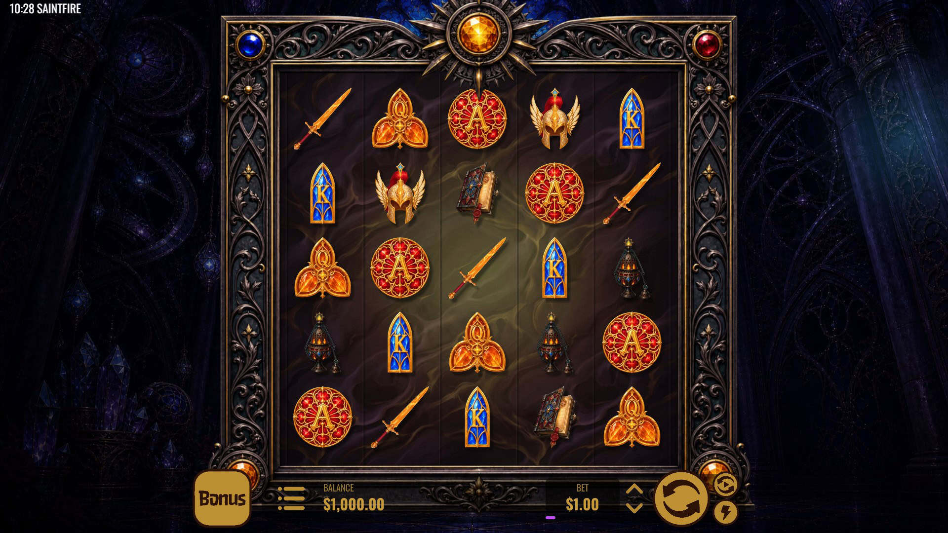 Saintfire slot gameplay reels