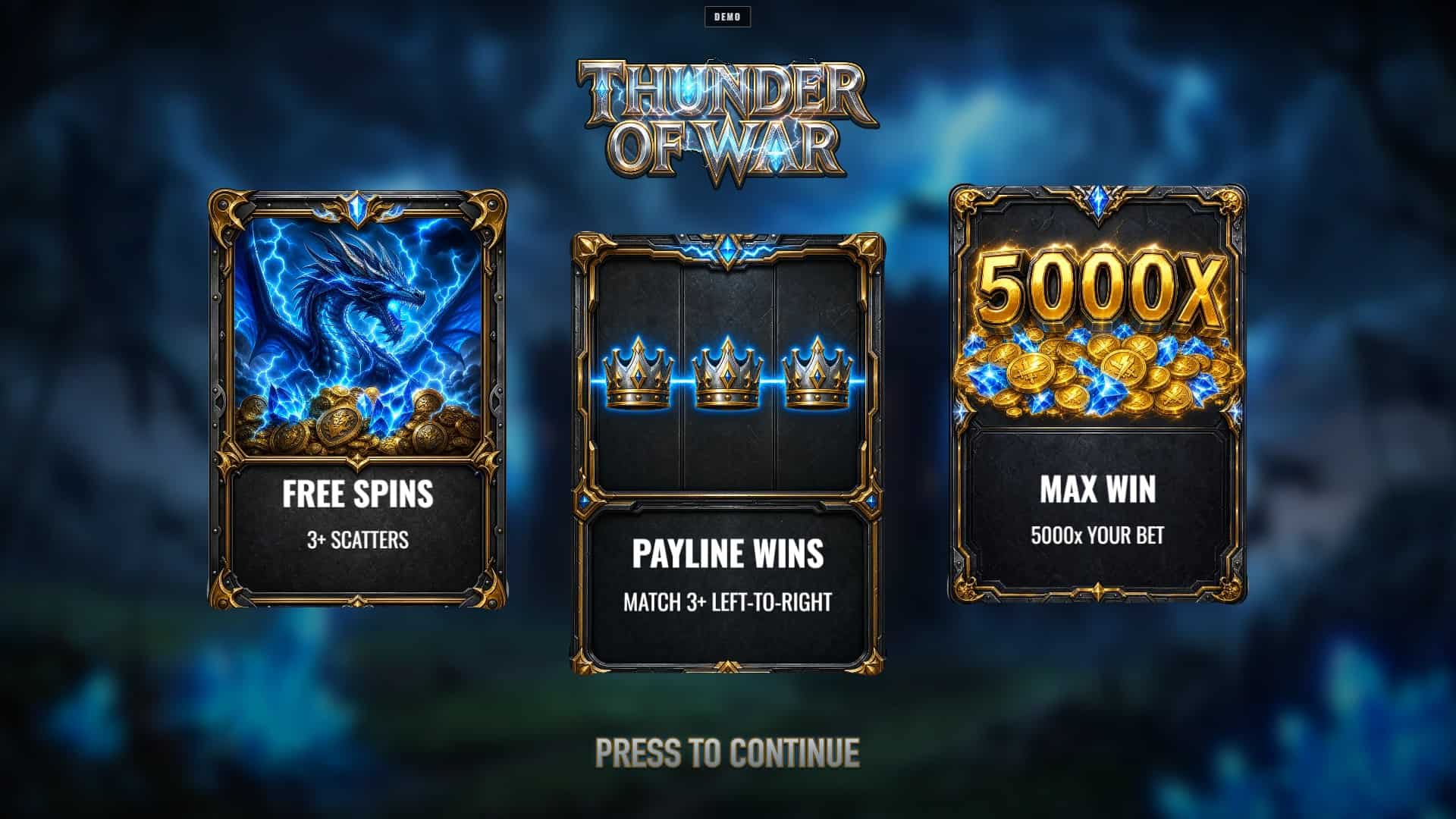Thunder of War slot intro screen