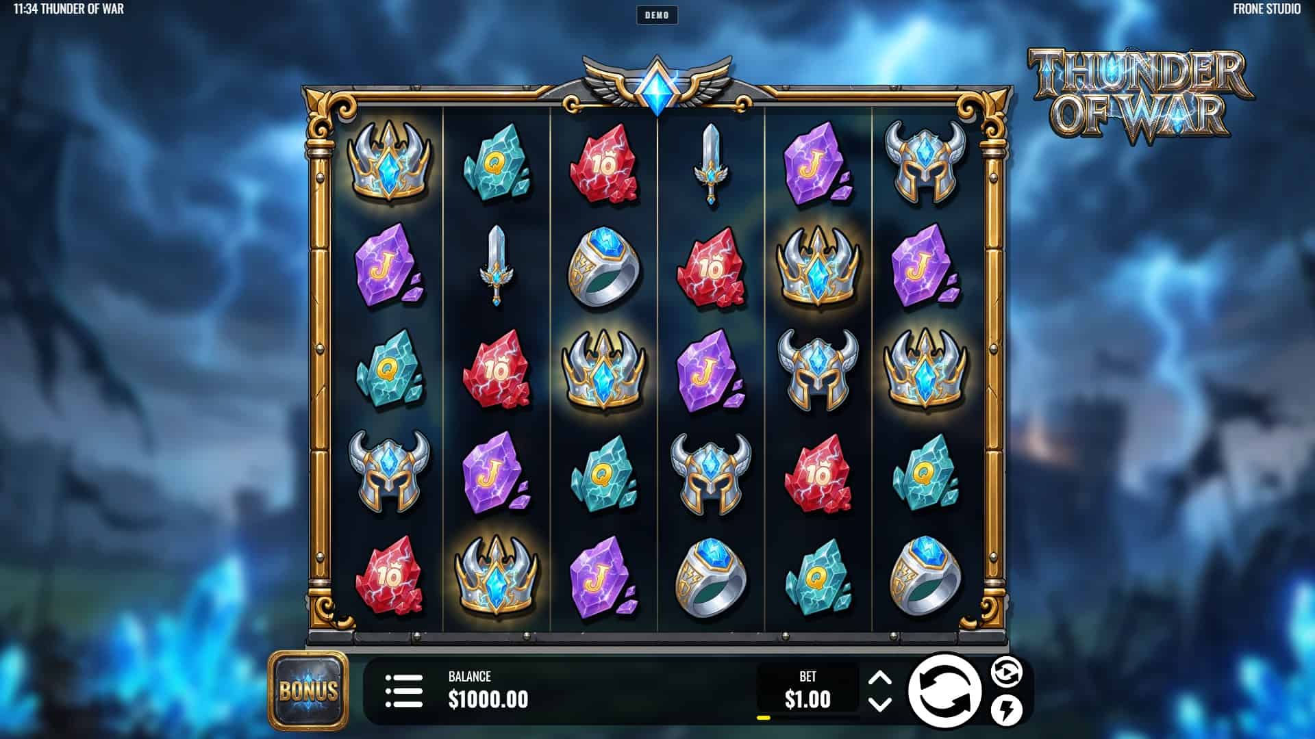 Thunder of War slot gameplay reels