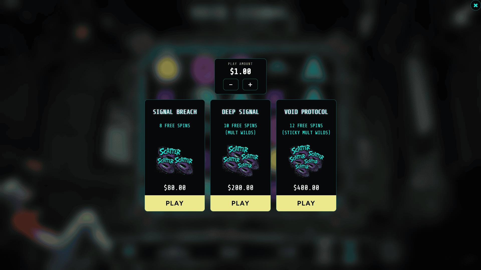 Void Signal bonus buy menu