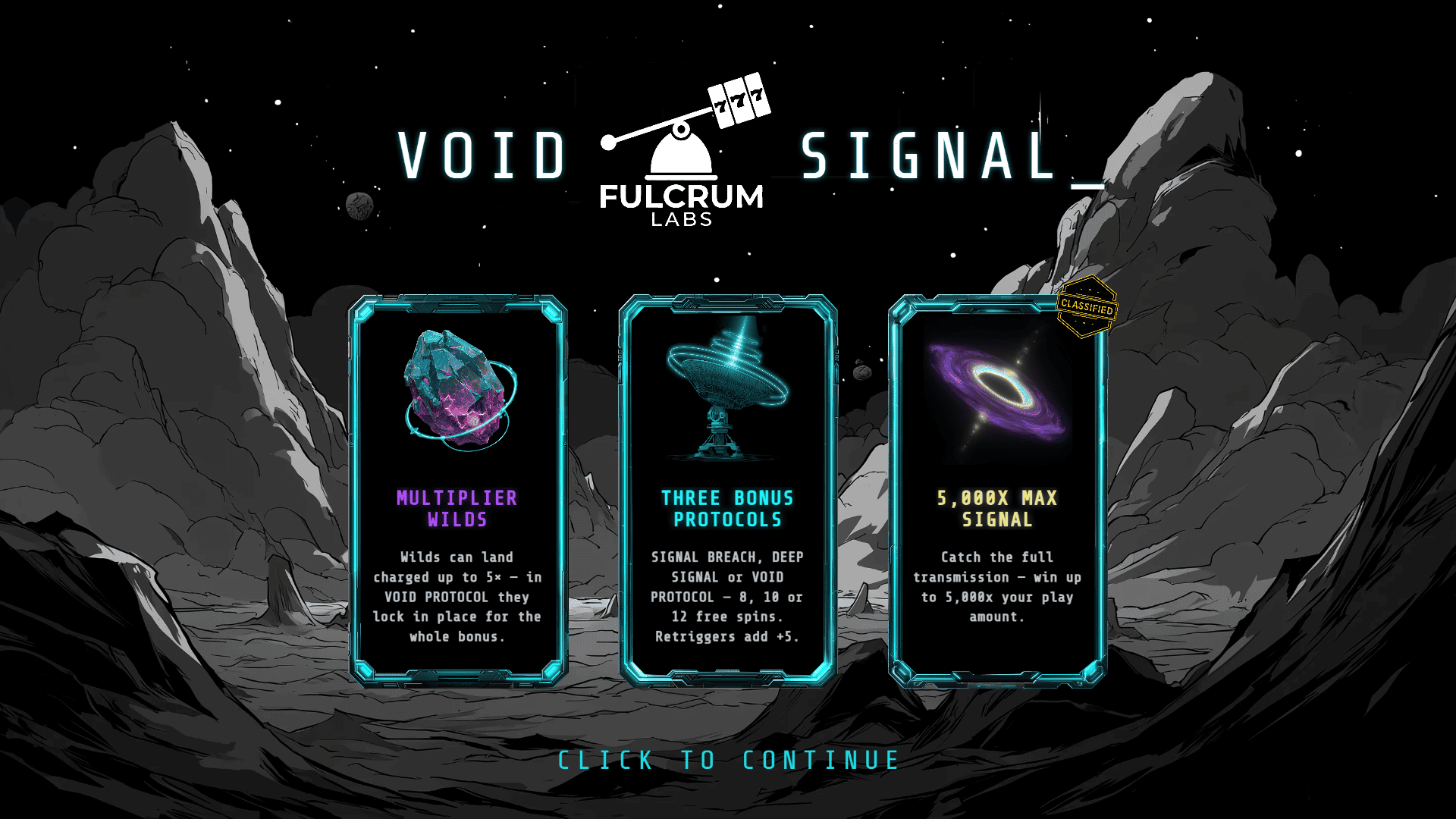 Void Signal slot intro screen