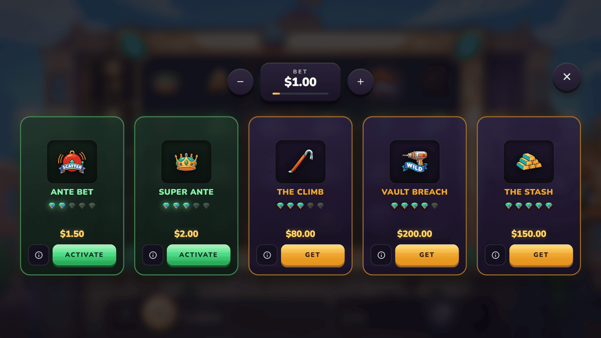 HEIST - The Perfect Score bonus buy menu