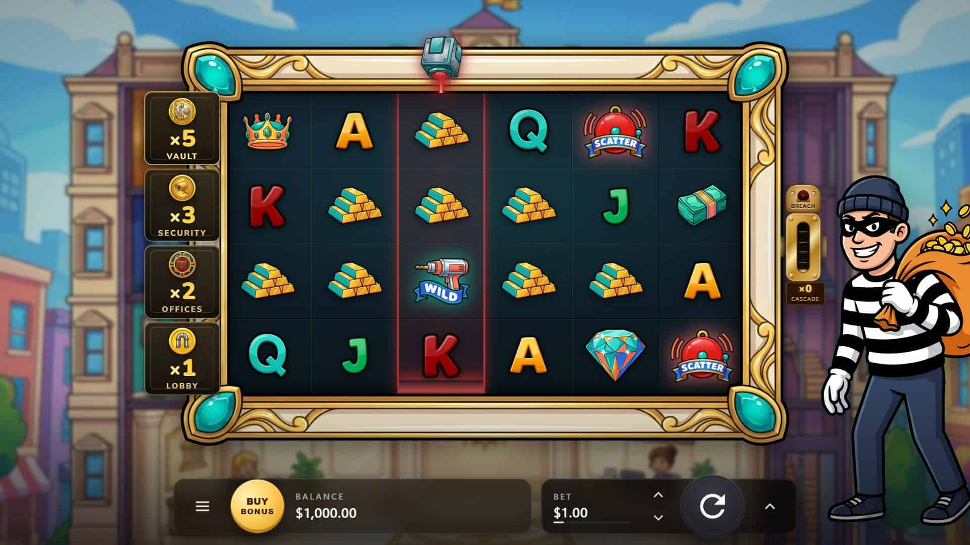 HEIST - The Perfect Score slot gameplay reels