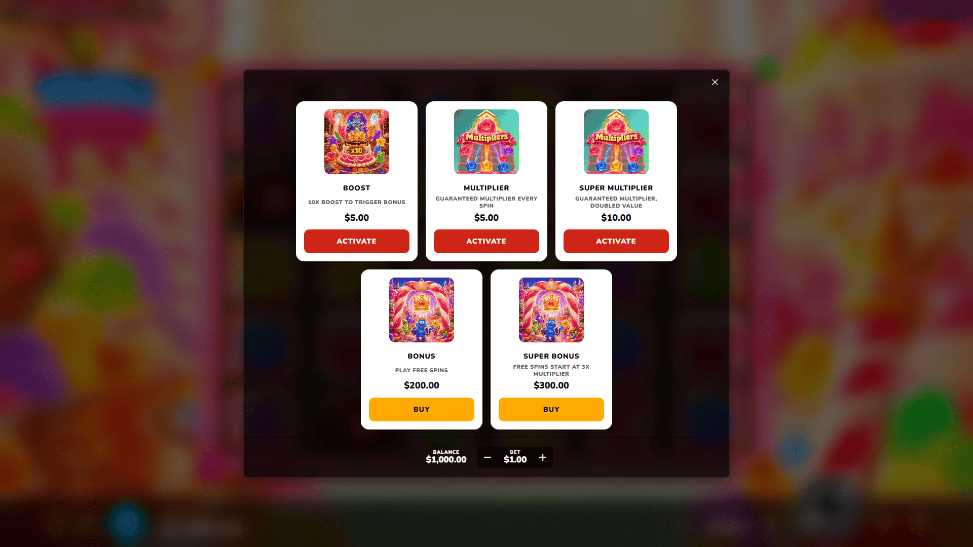 Wobble Royale bonus buy menu