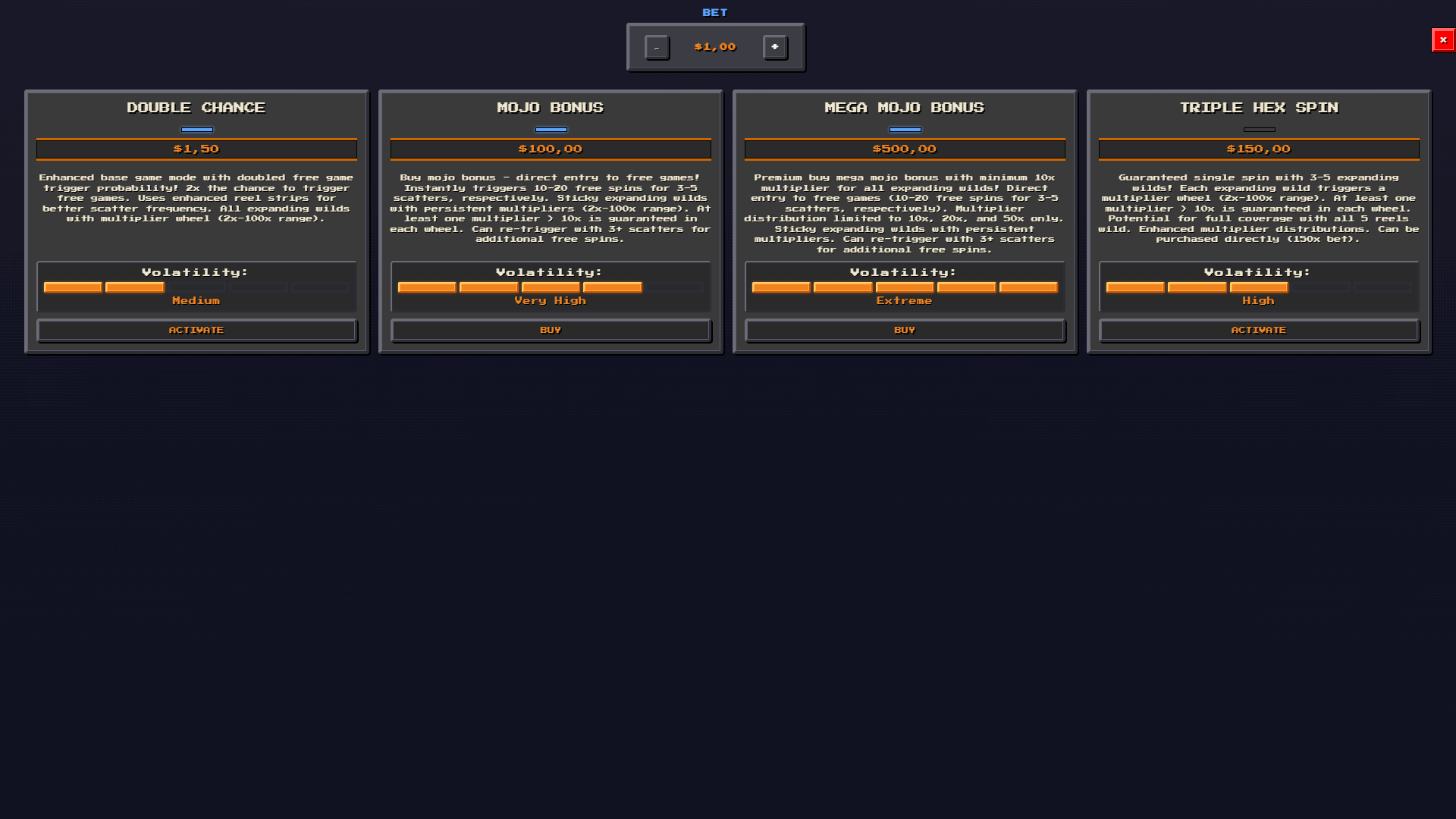 Voodoo Brew bonus buy menu