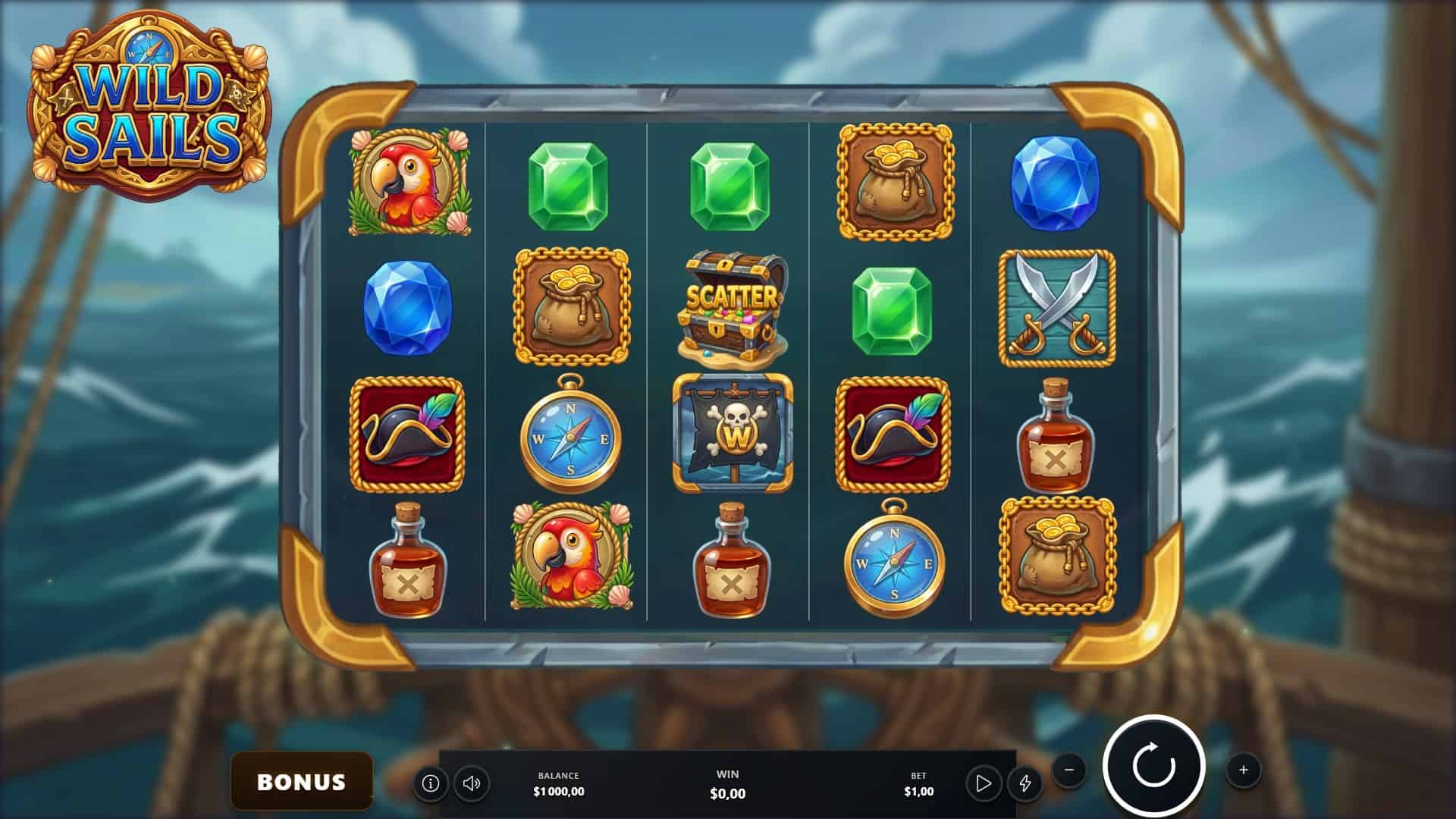 Wild Sails slot gameplay reels
