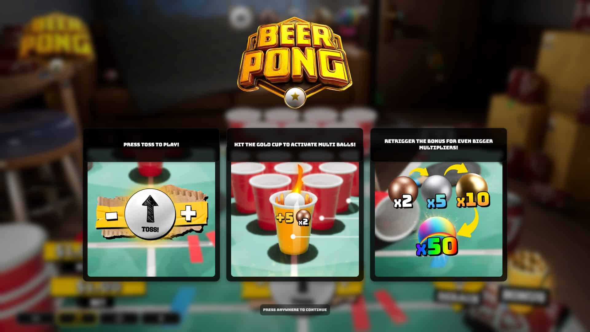Beer Pong slot intro screen