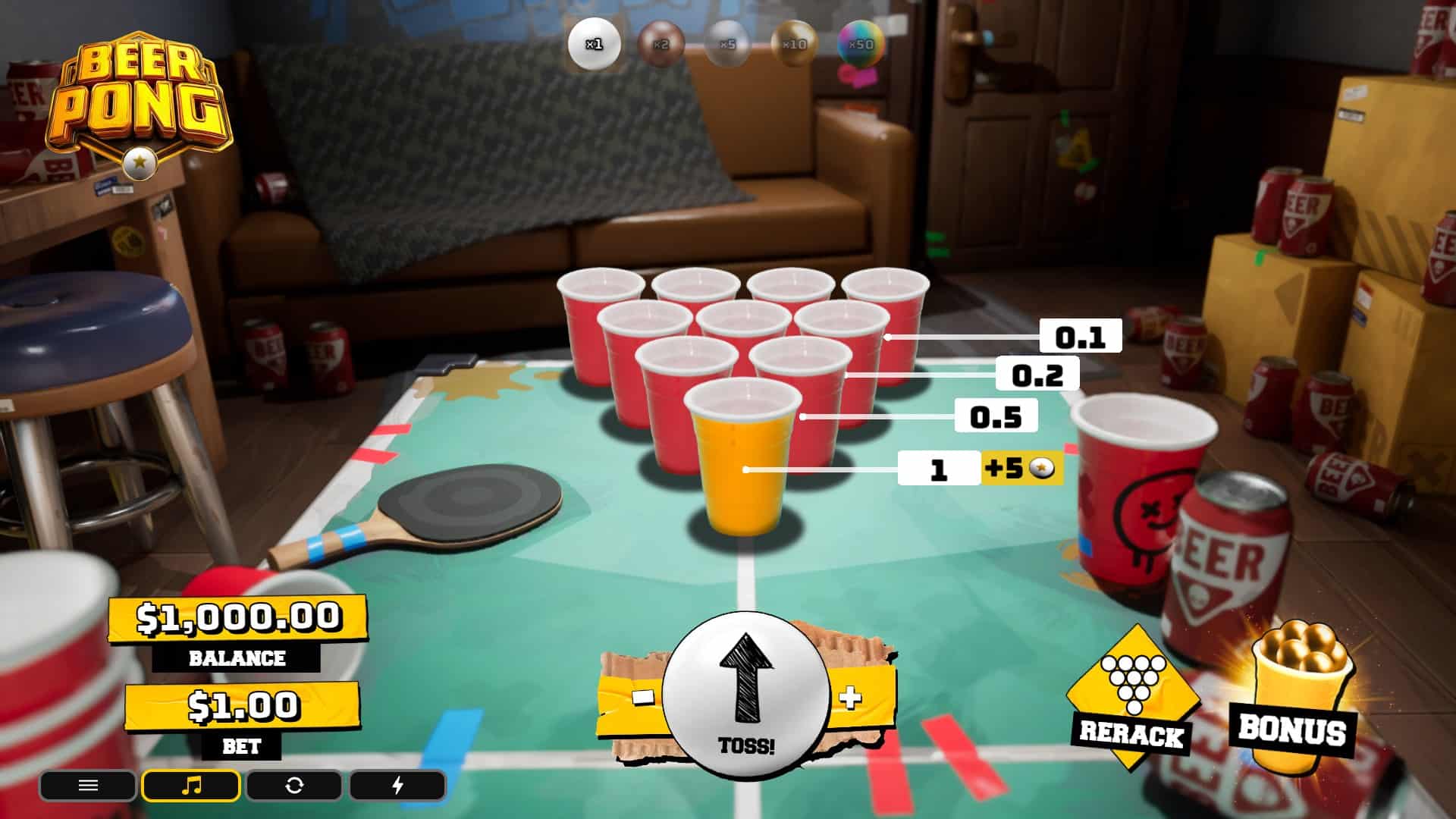 Beer Pong slot gameplay reels