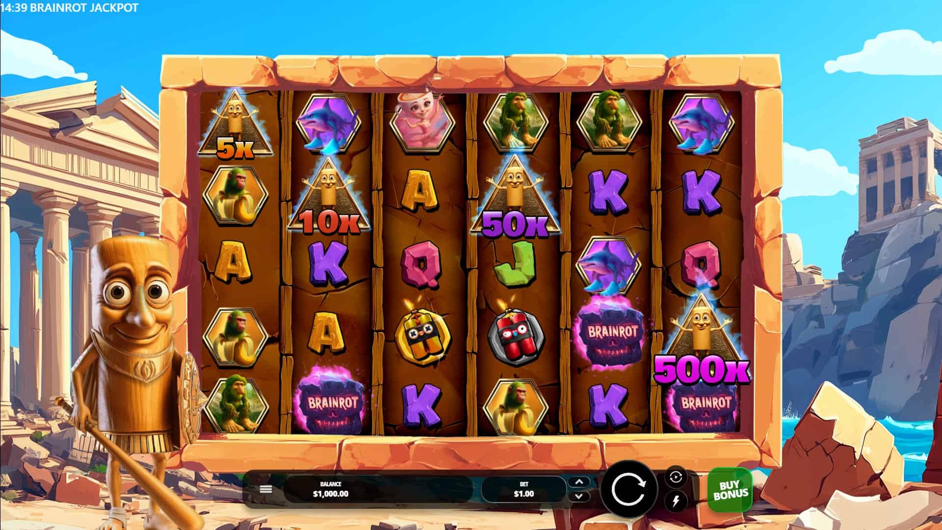 Brainrot Jackpot slot gameplay reels
