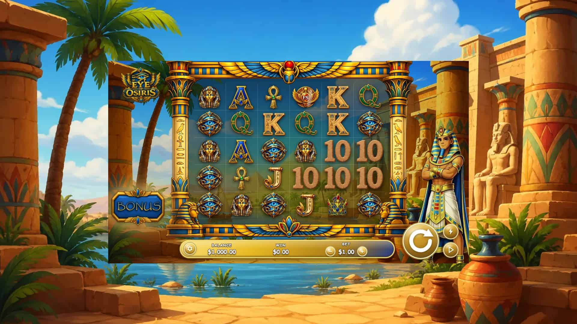 Eye of Osiris slot gameplay reels