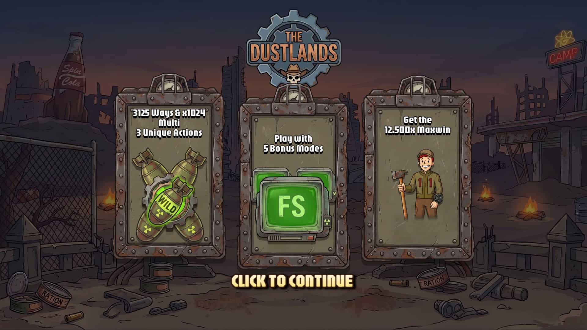 The Dustlands slot intro screen