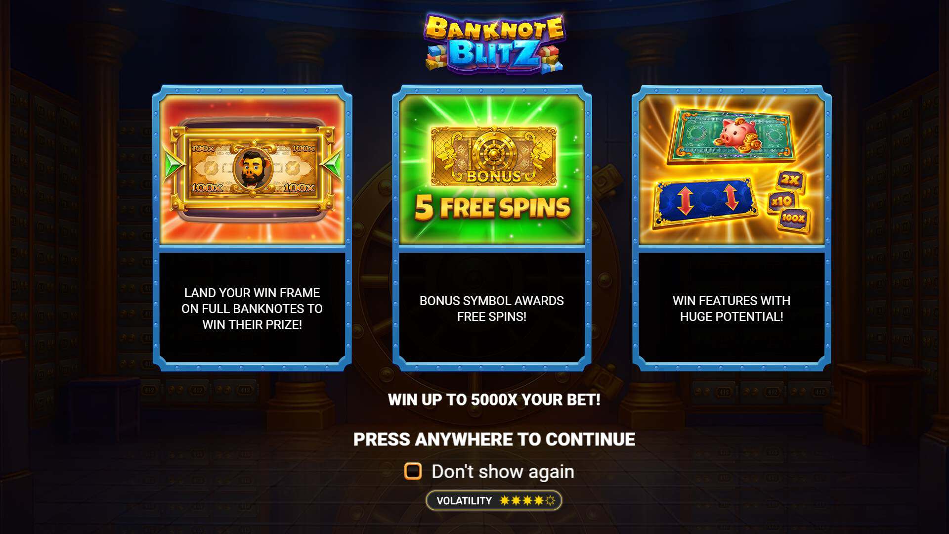 Banknote Blitz slot intro screen