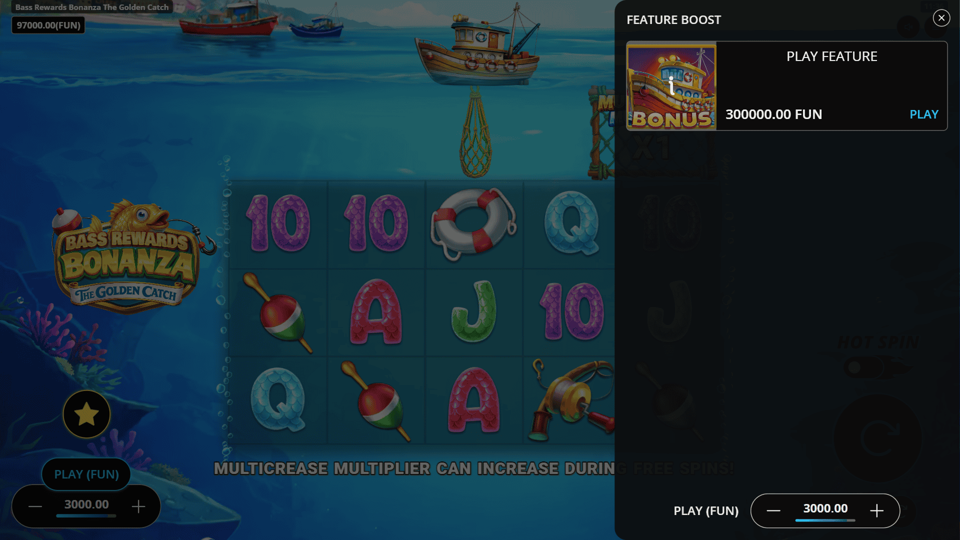 Bass Rewards Bonanza - The Golden Catch bonus buy menu