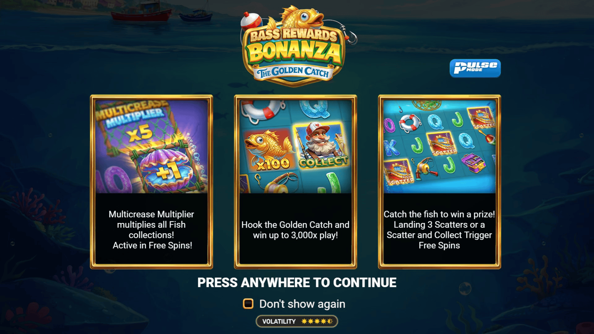 Bass Rewards Bonanza - The Golden Catch slot intro screen
