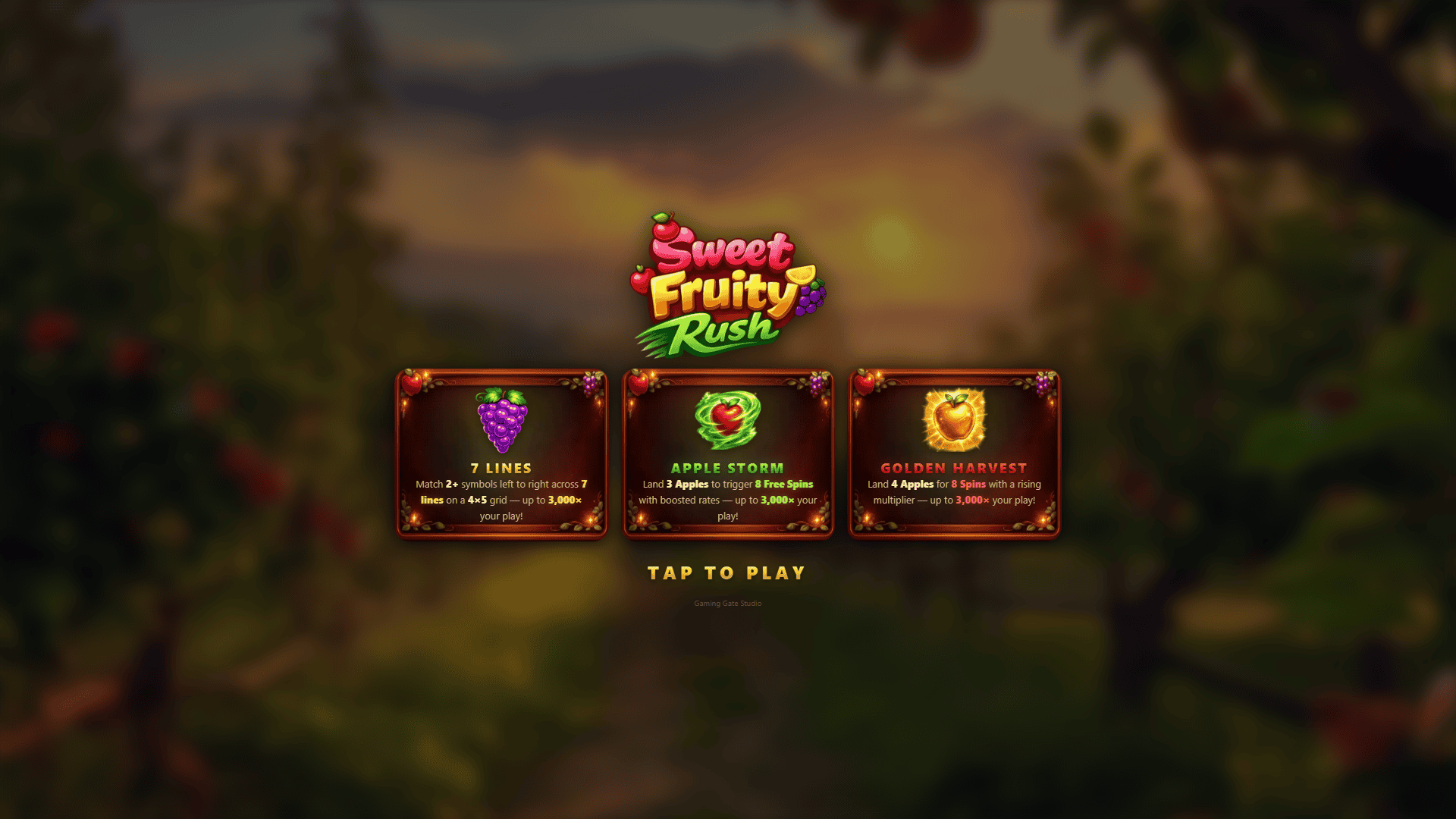 Sweet Fruity Rush slot intro screen