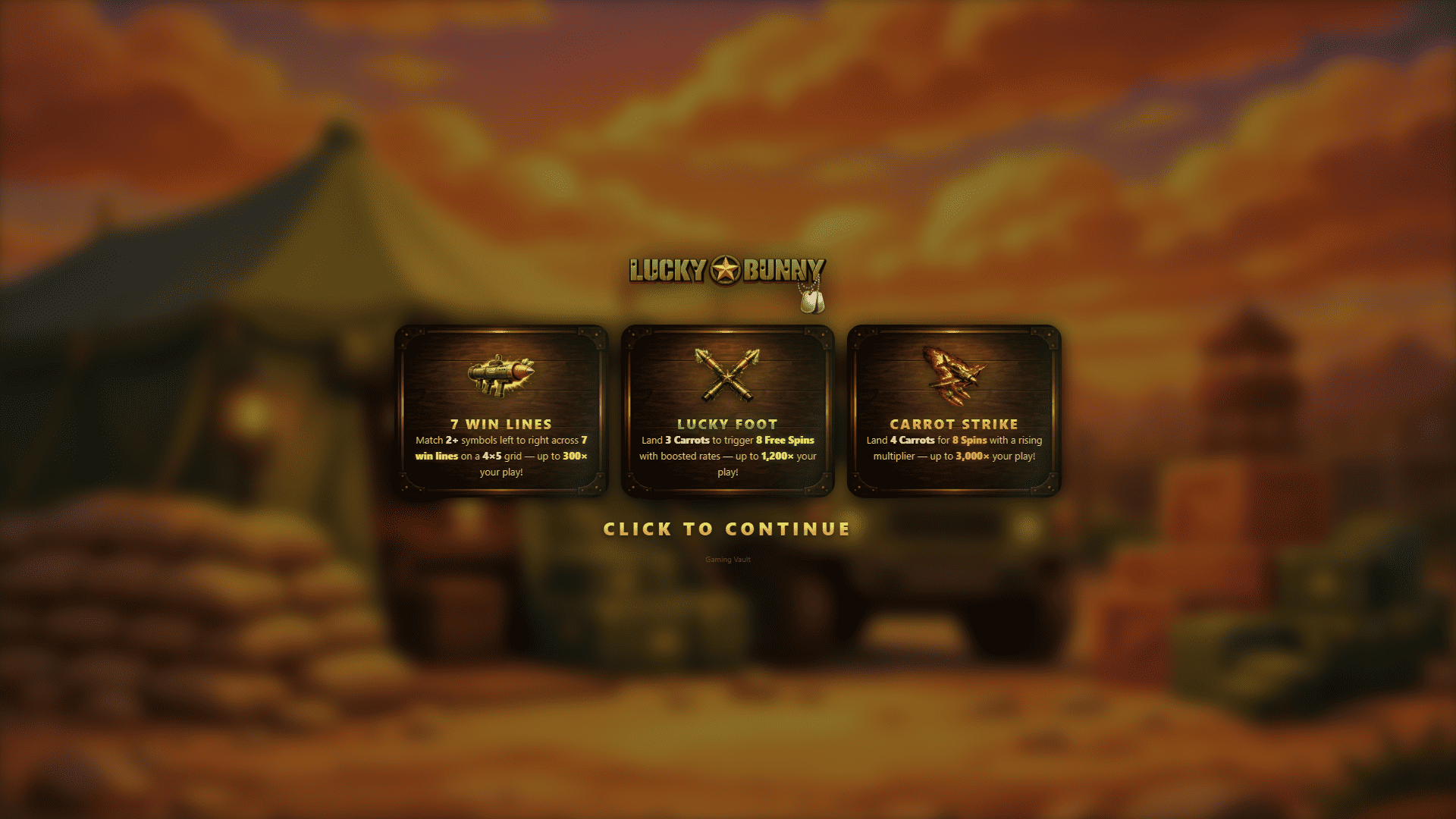 Lucky Bunny slot intro screen