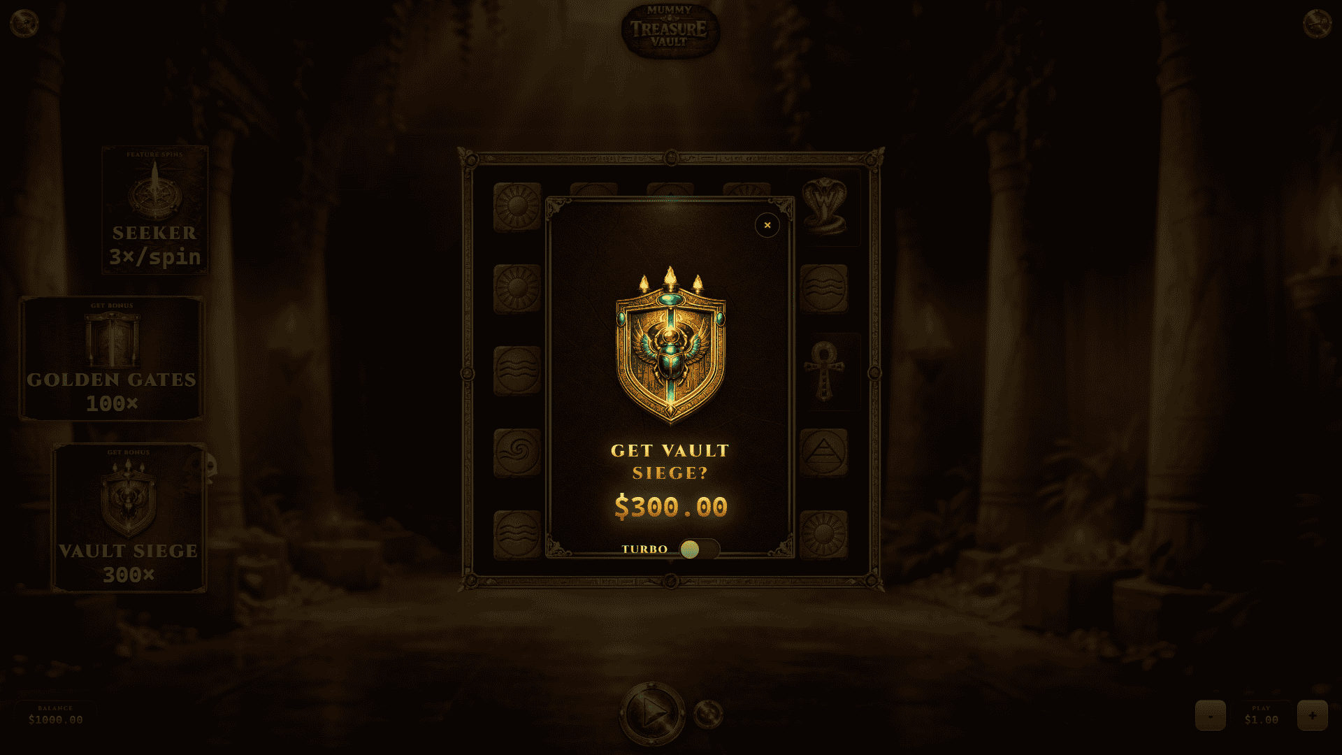 Mummy Treasure Vault bonus buy menu
