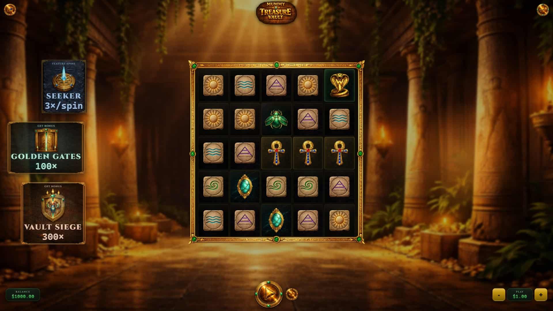 Mummy Treasure Vault slot gameplay reels