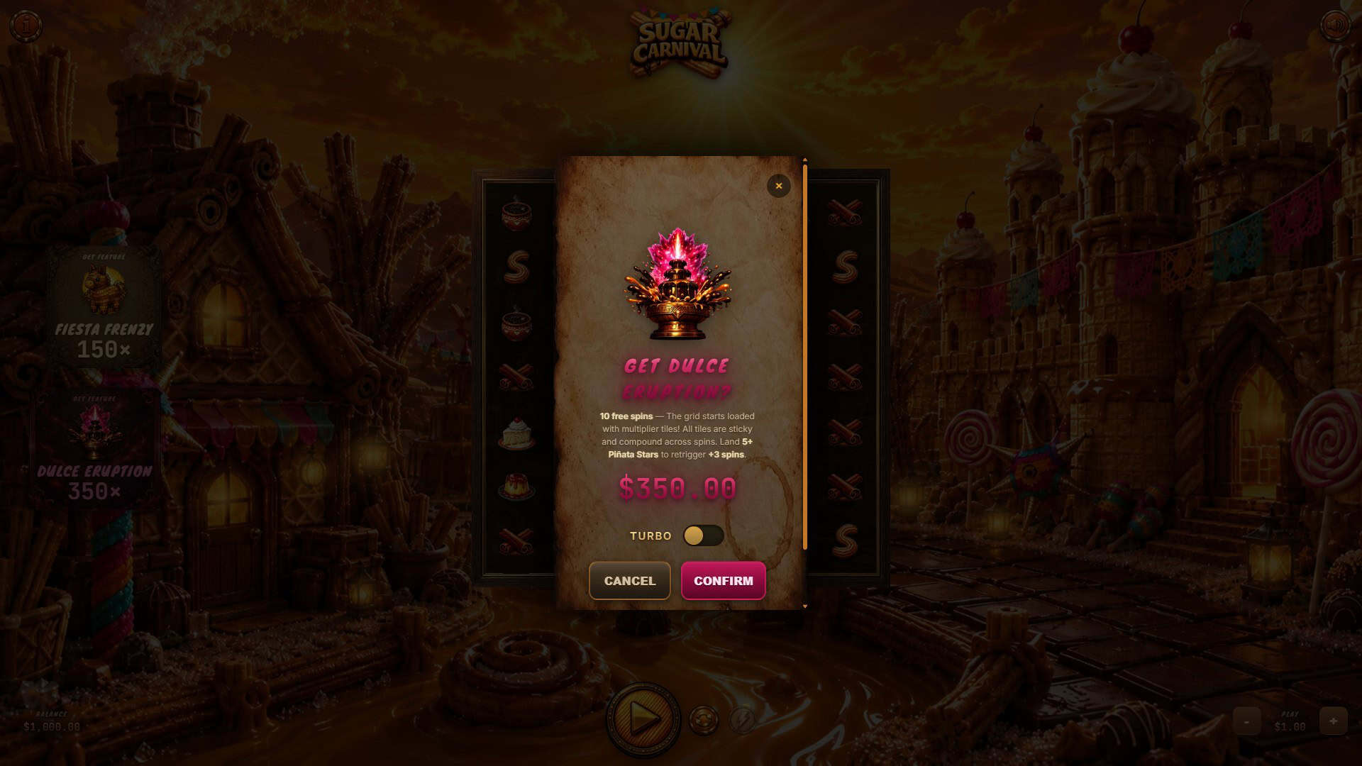 Sugar Carnival bonus buy menu
