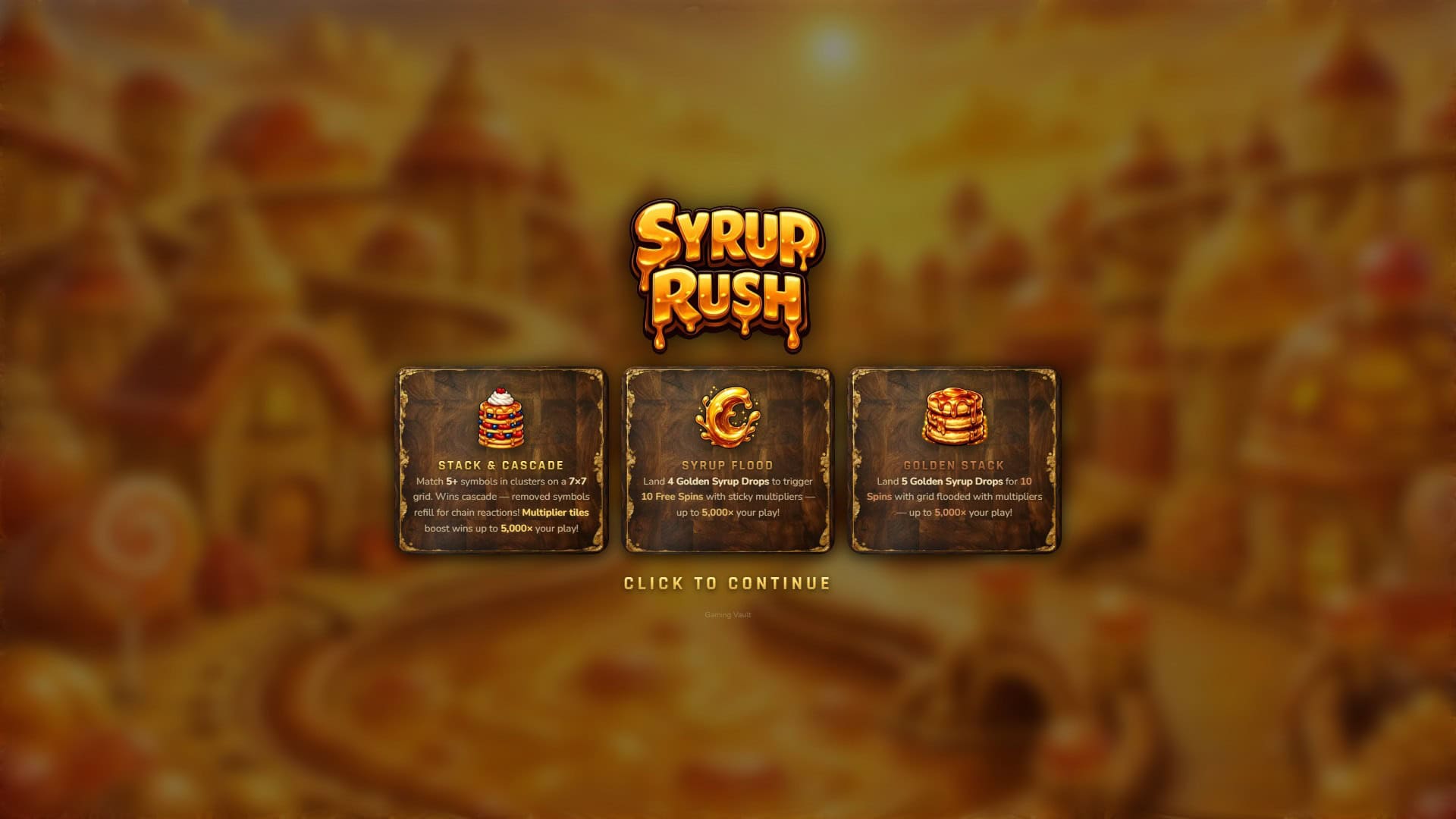 Syrup Rush slot intro screen