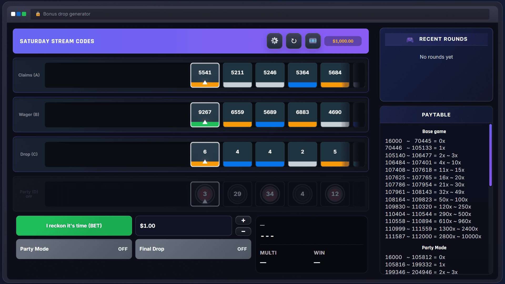 Saturday Stream Codes slot gameplay reels