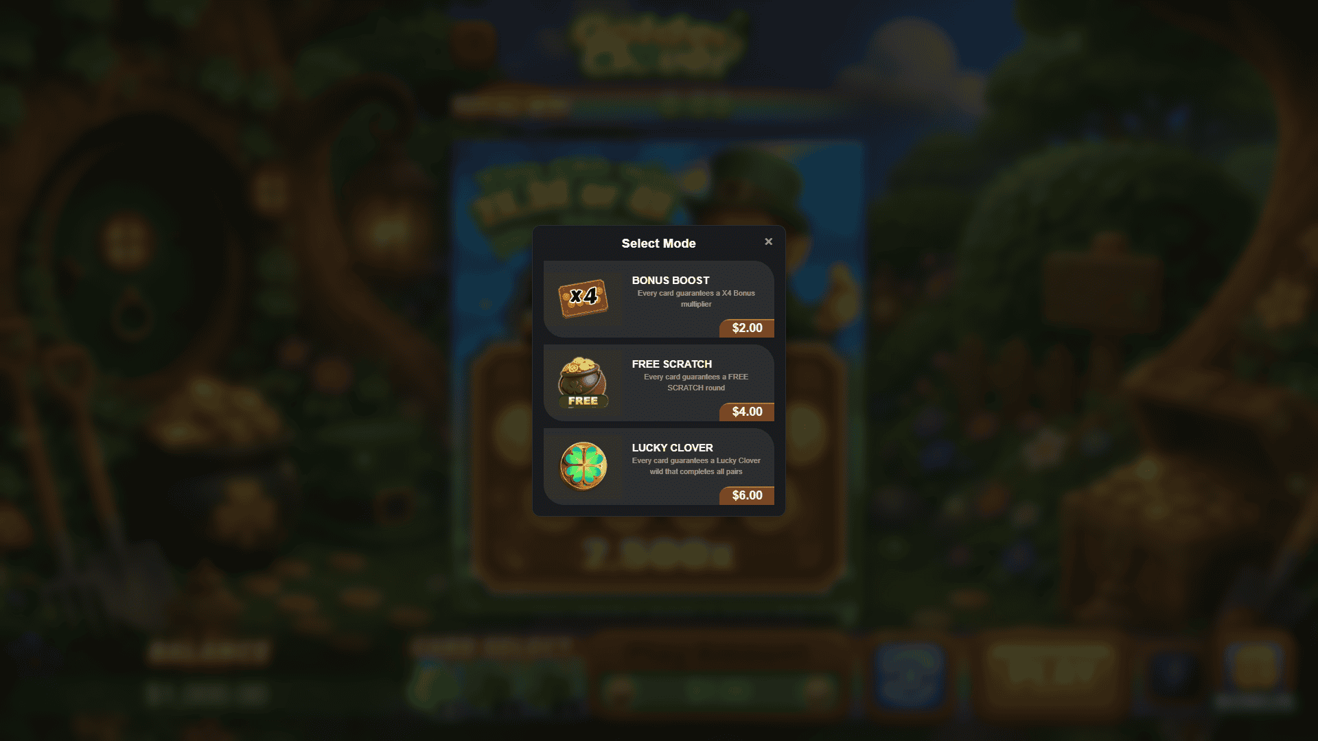 Golden Clover bonus buy menu
