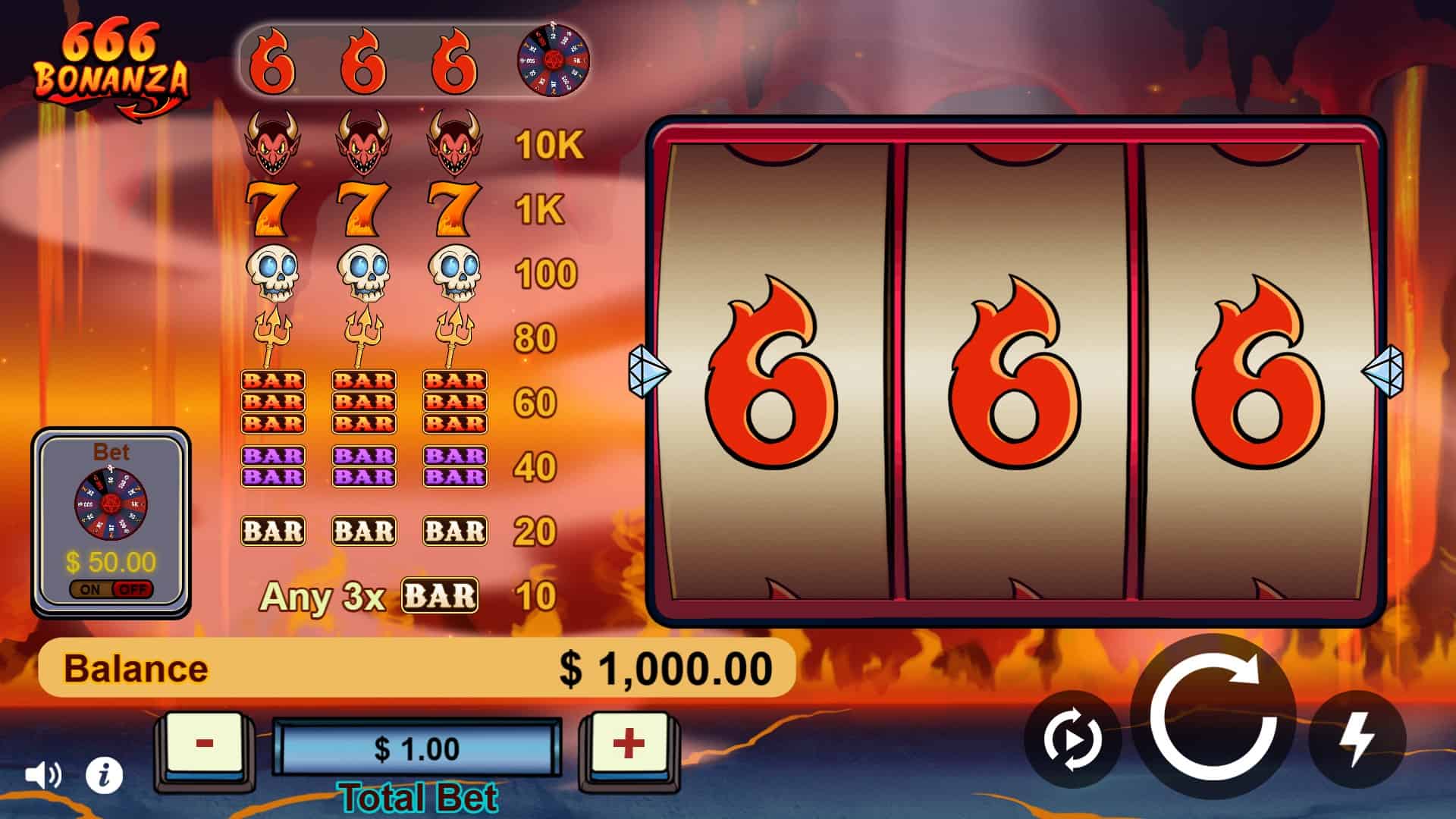 666 Bonanza slot gameplay reels