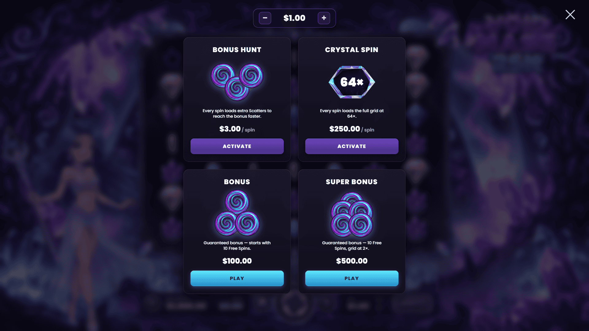 Void Mass 25K bonus buy menu