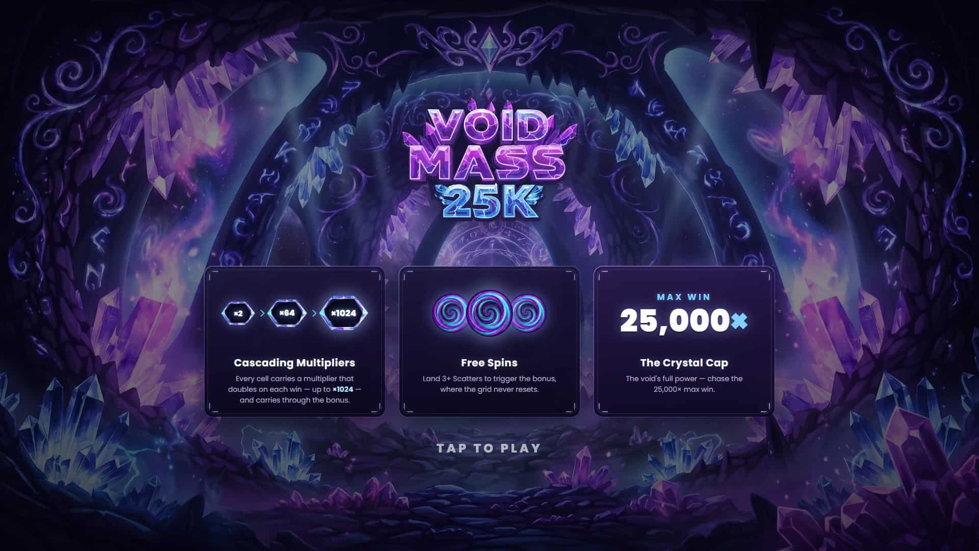 Void Mass 25K slot intro screen
