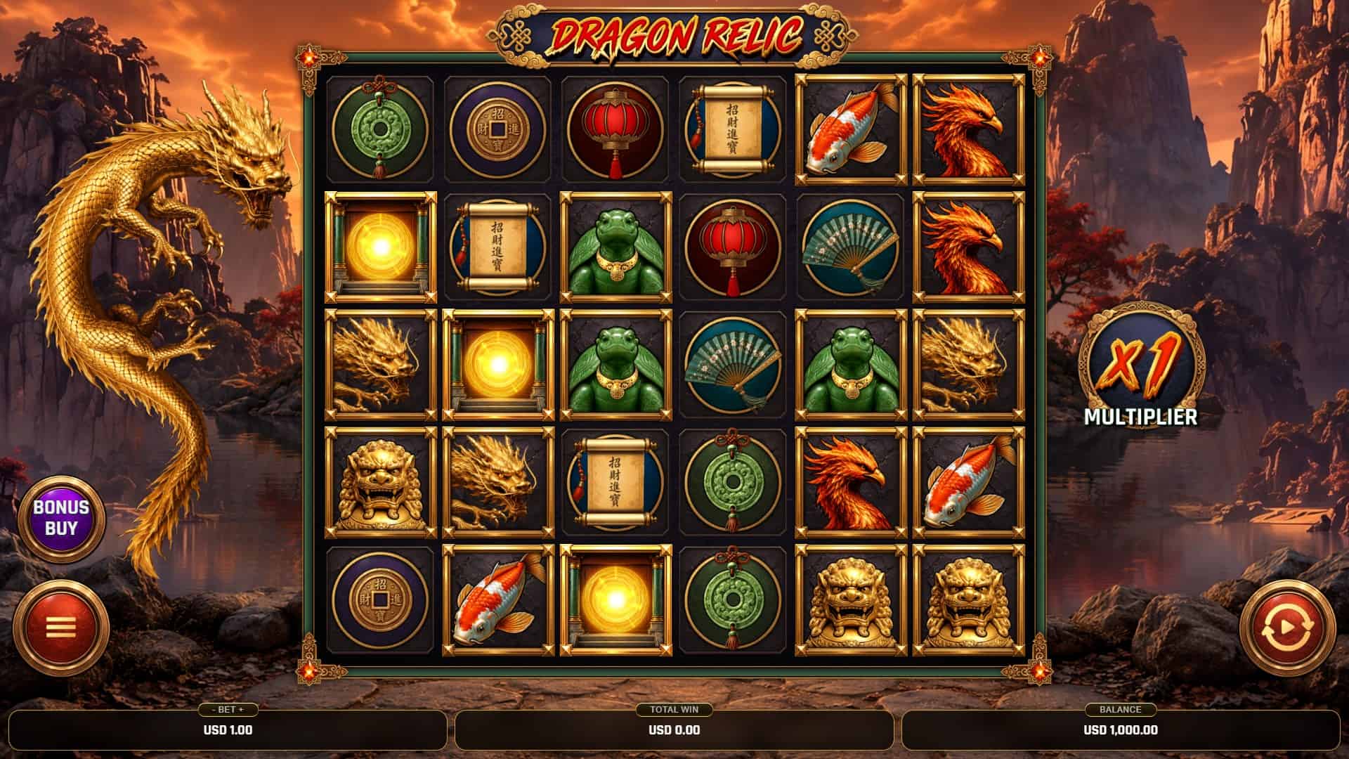 Dragon Relic slot gameplay reels