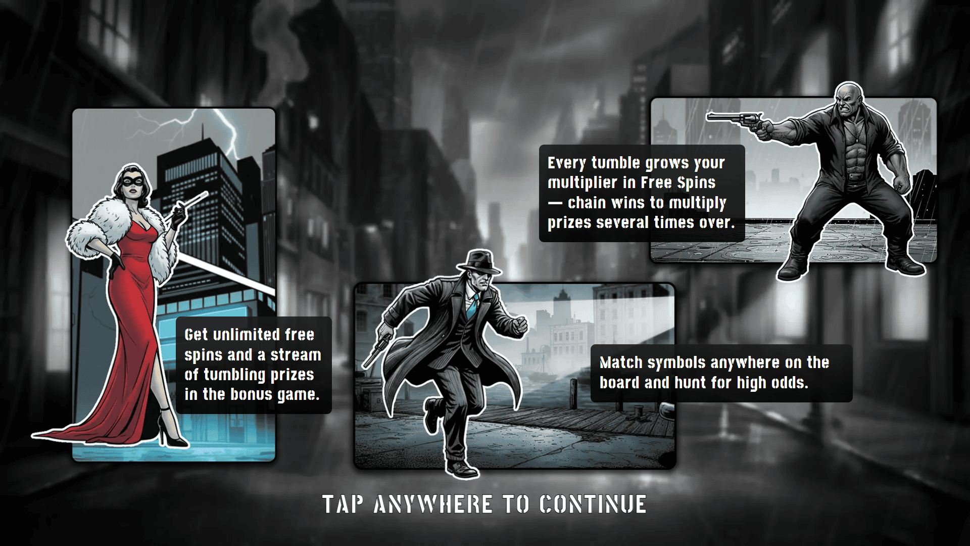 City of Shadows slot intro screen