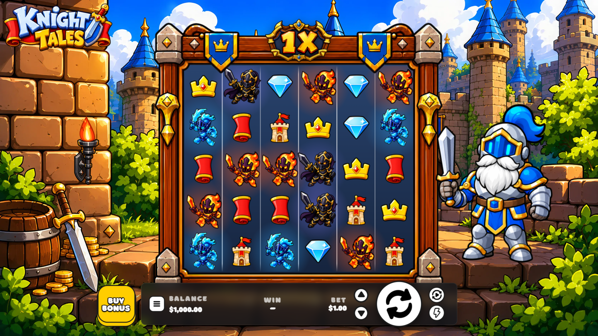 Knight Tales slot gameplay reels