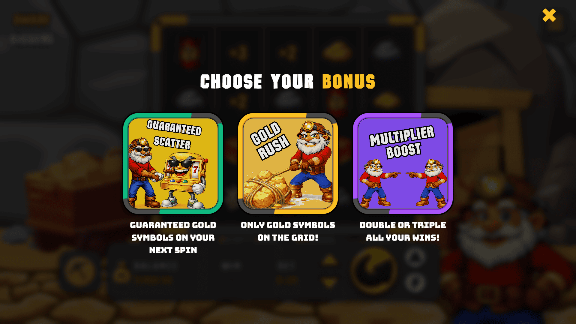 Dwarf Diggers bonus buy menu